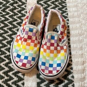 Vans Kids Rainbow Checkered Slip-On Sneakers